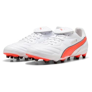 Imagem de PUMA Tênis de futebol unissex para adultos, Puma Branco brilhante vermelho PUMA preto, 8.5 Women/7 Men