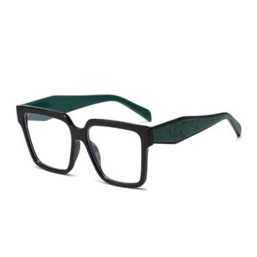 Imagem de VFDHN Armação de óculos grande com lentes para homens e mulheres (preto e verde)