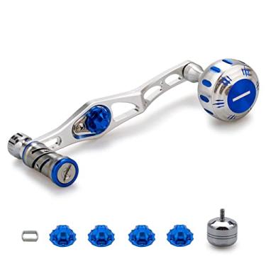 Imagem de HEIGHTEN Carretel de pesca 70/45 mm para Shimano Daiwa Abu Garcia Penn Kaking Lew's Baitcasting Reel Power Handle Crank Acessório (prata claro e azul) (0131)