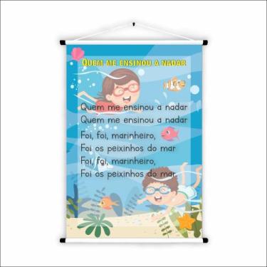 Imagem de Banner de Lona Educativo Quem me Ensinou a Nadar 85x60cm - Fabrika de 