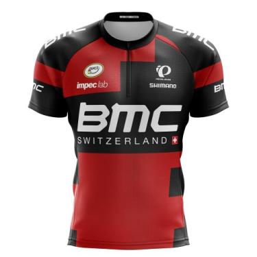 Imagem de Camisa BMC Ciclismo Manga Curta Ziper Fitness Bicicleta Exercicios Dry
