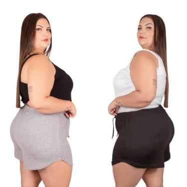 Imagem de Short Praia Verão Feminino Soltinho Plus Size Soltinhas Malha Canelada