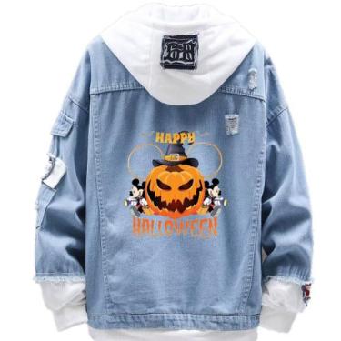 Imagem de Jaqueta jeans estilo moda Halloween Mickey Pumpkin Lantern - MAOLAN