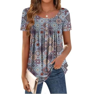 Imagem de Túnica Zeagoo 2025 feminina com estampa floral de manga curta