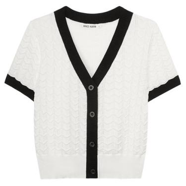 Imagem de Suéter de cardigã GRACE KARIN Button Up branco para mulheres