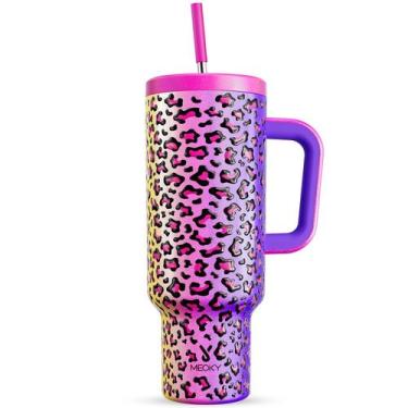 Imagem de Copo Meoky de 1,5 L com alça, tampa e palha de aço inoxidável