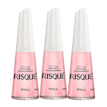 Imagem de Kit 3 Esmalte Risqué Rosas Cintilantes Pérola 8ml