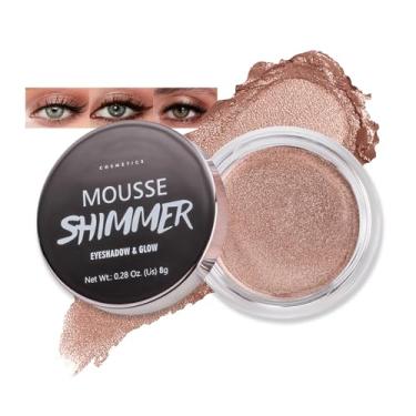 Imagem de Erinde Sombra creme cintilante, paleta de sombras creme iluminador, à prova d'água, longa duração, brilho suave, maquiagem clareadora de olhos, vegana e crueldade, ouro rosa 08
