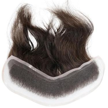 Imagem de Amiable Peruca masculina para testa 100% cabelo humano peruca frontal de renda francesa para homens Sistema de substituição em forma de V natural peruca para homens cabelo humano #3