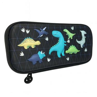 Imagem de Estojo Duplo Escolar Dinossauro 3D Clio Preto Ref.Cg24693