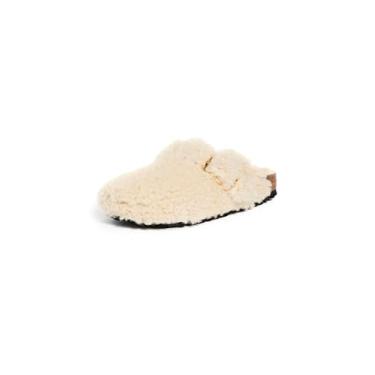 Imagem de Birkenstock Tamancos femininos Boston com fivela grande, casca de ovo, off-white, 36 M EUA
