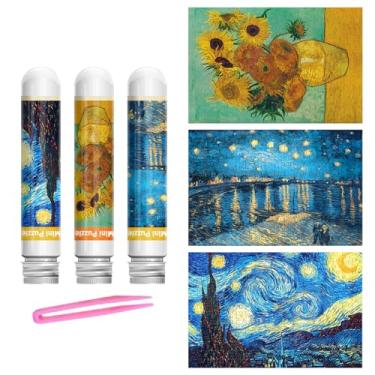 Imagem de LOSFPVR Mini Quebra-Cabeças Com 234 Peças Para Adultos E Crianças, Jogo Inteligente De Tubo Cápsula Pequeno 6'' X 4'', Pacote 3 Girassóis Noite Estrelada Sobre O Rhône