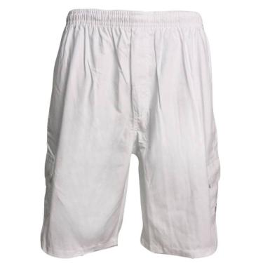 Imagem de Bermuda Masculina Sarja Com Elástico Branca Plus Size