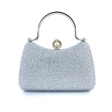 Imagem de zebrum Bolsa de mão feminina para noite, bolsa de mão, bolsa de mão para festa de casamento, bolsa de mão, Totalmente strass - prata