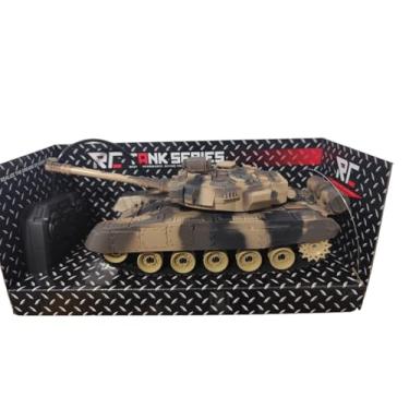 Imagem de Carrinho Tanque de Guerra Recarregável com Controle Remoto, Luzes e Sons, Torre Giratória 360º, Verde e Marrom Militar (Marrom Militar)