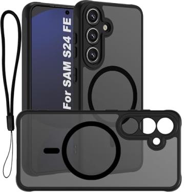 Imagem de USTIYA Magnética Capa para Samsung Galaxy S24 FE 5G Case Matte Acrílico Uso Resistente Protetora de Câmera Capinha Acessórios para Celular com Cordão Preto FGCX