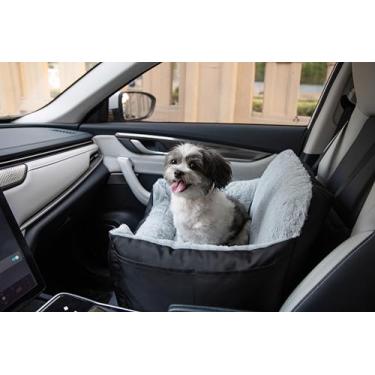 Imagem de Best Pet Supplies Assento elevatório para cães, assentos de carro para cães pequenos e médios, almofada de pelúcia macia com cama confortável, alças seguras e travesseiro alto, preto