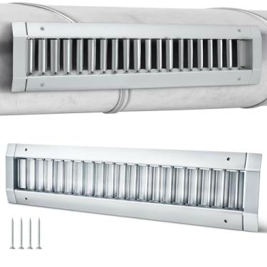 Imagem de Otoolling Tampa de ventilação de retorno de ar com persiana de 43 cm x 7,6 cm para dutos redondos de aço galvanizado de 16 cm a 40 cm polegadas com lâminas de grelha ajustáveis, tubos HVAC grade de