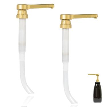 Imagem de Pacote com 2 Dispensadores de Molhos Dourados para Garrafas de 1,8 g - Bomba de Xarope Reutilizável de 15 CC para Molhos de Chocolate e Caramelo - Dispensador de Bomba de Molhos de Baunilha Mocha
