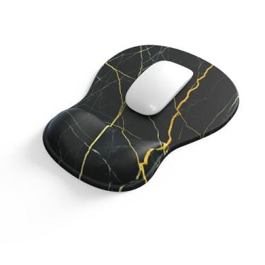 Imagem de Mousepad ergonômico para escritório com suporte de pulso, mouse pad de gel confortável com descanso de pulso, design côncavo médio, tapete de mouse para alívio da dor para trabalhar, estudar e jogar