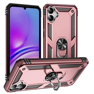 Imagem de SORAKA Capa para Samsung Galaxy A05 com suporte de anel capa protetora para Samsung Galaxy A05 capa traseira de policarbonato rígido com placa de metal para suporte magnético de telefone carro ouro