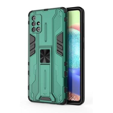 Imagem de SORAKA Capa para Samsung Galaxy A71 4G com suporte Capa de proteção resistente para Samsung Galaxy A71 4G Capa com placa de metal para suporte magnético para carro Capa Silm Fit