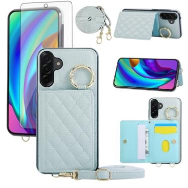 Imagem de Asuwish Capa para celular Samsung Galaxy A26 5G /A17 capa carteira e protetor de tela de vidro temperado alça de ombro transversal anel fivela suporte suporte cartão celular para A 26 26A LTE mulheres