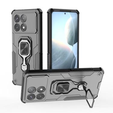 Imagem de SORAKA Capa para Xiaomi Poco X6 Pro 5G com suporte de metal rotativo de 360 graus, peça magnética de ferro para suporte magnético de telefone para carro, preto