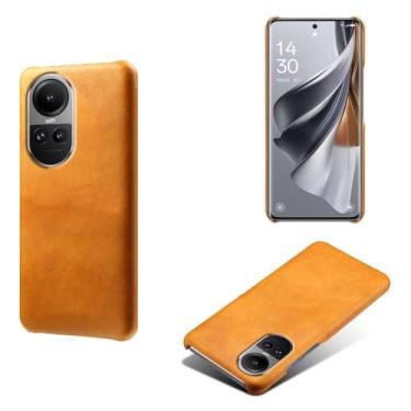 Imagem de Capa para OPPO Reno 10 Pro 5G,Proteção contra quedas,Casca de volta de cor sólida simples,Design de couro de imitação de plástico-Orange