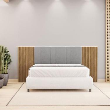 Imagem de Cabeceira Casal Queen Cama Box 268cm Ripado Selma Linho V01 - D'Rossi 