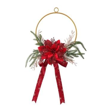 Imagem de predolo Guirlanda de Natal, decoração de Natal, enfeite de parede, cabide de porta da frente para quarto, janela de feriado, entrada interna e externa, Vermelho