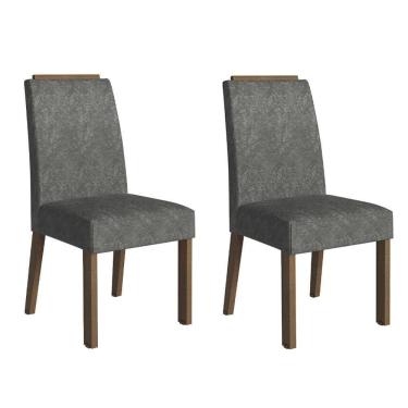 Imagem de Kit 2 Cadeiras De Jantar 4255 Com Espaldar Rustic-silver Madesa