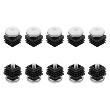 Imagem de DTGN Pés niveladores ajustáveis de 25 x 25 mm (CxL) - Pacote com 10 - Bom para móveis - Kit de inserção quadrada para móveis - Preto