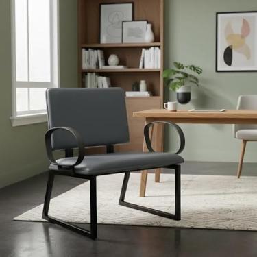 Imagem de Cadeira Plus Size - Obeso até 200kg, Base Fixa em Metalon, Braços Fixos, Espuma D33, Tecido Courvim cor Cinza