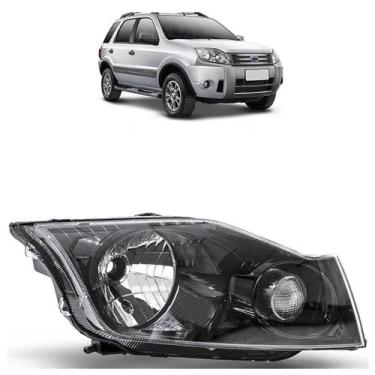 Imagem de Farol Dianteiro Ecosport 2008 2009 2010 2011 2012 Máscara Negra Lisa A