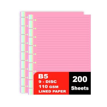 Imagem de (Pacote com 2) 9 refis forrados em disco para Happy Planner, 110 g/m², inserções de folha solta, 5 cores (por cor 40 folhas/80 páginas) refil de papel, 200 folhas/400 páginas, tamanho clássico 18 x 24