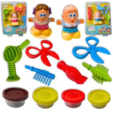 Imagem de Kit Massinha Cabeleireiro Massa De Modelar Barber Brinquedo (kit com 2 pacotes)