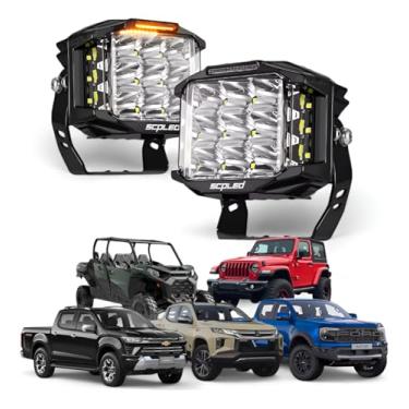 Imagem de 2 Farol De Milha 60w Longo Alcance Drl Âmbar+ Kit Instalação Farol Milha Led 60w Drl Âmbar Universal