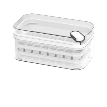 Imagem de Forma De Gelo 64 Cubos Camada Dupla Recipiente Tampa/bandeja Armazenagem De 64 Cubos (BRANCO)