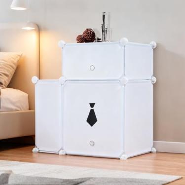 Imagem de Armário Multiuso Organizador de Armazenamento com Tampa com Divisoria Armário,Modular,Plástico,Empilhável,Grande,Branco,Módulo 2