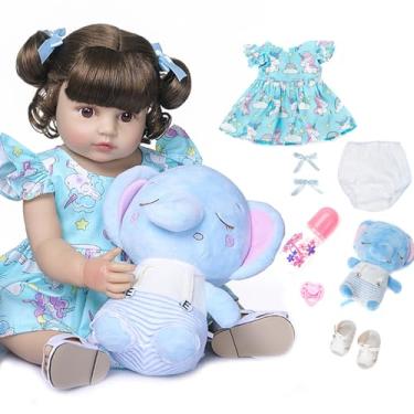 Imagem de Bebê Reborn Boneca de Silicone Menina Elefante Olhos Castanhos 48cm Pode Dar Banho