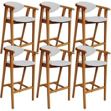 Imagem de Kit 06 Banquetas Alta Para Cozinha Bancada Bar Sala De Jantar Fixa Cec