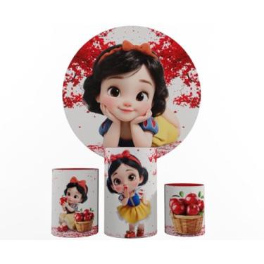 Imagem de Kit Decoração Festa, Painel Branca de Neve Baby + Trio Capas De Cilindros (Color 03)