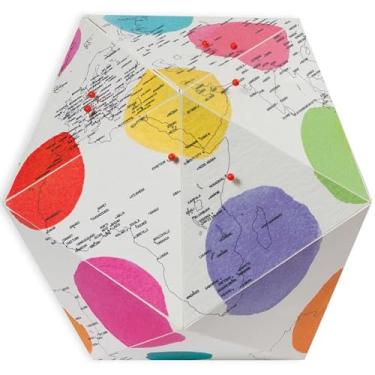 Imagem de Mapa mundial 3D dobrável – Globo de viagem pessoal com pinos marcadores "I was Here" – Faz uma ótima decoração para escritório, estante de livros, mesa – Lindo presente para entusiastas de viagem (aqui está Guido médio)