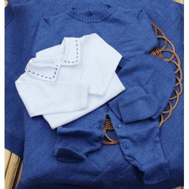 Imagem de Kit Menino Saída de Maternidade em Tricô - Samy Baby, Azul royal