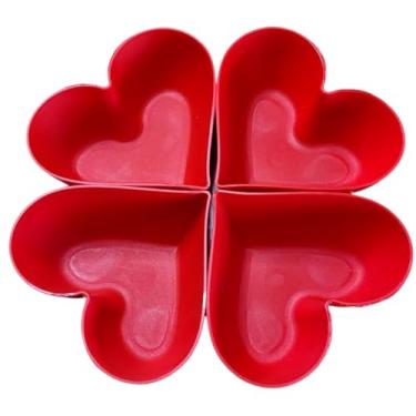 Imagem de Kit 50 Pote Coração Petisqueira Plástico Sobremesa Festas Dia dos namorados Sorvete Amendoim Tigela(50,VERMELHO)