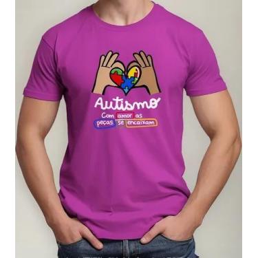 Imagem de Camiseta Camisa Algodão Feminina Masculina Adulto Campanha Abril Azul 