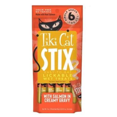 Imagem de Petisco Tiki Cat Stix Salmão Com Molho Cremoso 6 Saches de 14,1gr