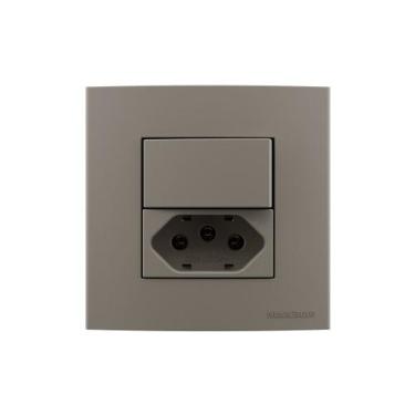 Imagem de Placa para Móveis 80x80 com Interruptor Simples 10A e Tomada 2P+T 20A 