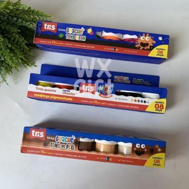 Imagem de Tinta Guache em Pote - 6 Cores de 15ml cada, 1 Pincel e 1 Mistudador -